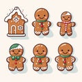 Christmas Cute Clipart Sets with Gingerbread Cookies on White Background AI Generated