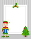 Christmas Cute Elf Vertical Photo Frame Royalty Free Stock Photo