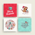 Christmas cute hand drawn puppy holiday card set