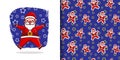 Christmas Cute Jump Santa Cartoon Pattern With Star Night Background For Wrapping Paper