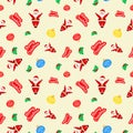 Christmas Cute Jump Santa Claus Cherry Lamp Yellow Pattern For Wrapping Paper