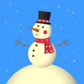 Christmas Cute Little Cheerful Snowman with Red Scarf and Santa s Cap. Christmas cute cartoon character. vector Royalty Free Stock Photo