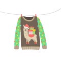 Christmas cute llama sweater vector hand drawing Royalty Free Stock Photo