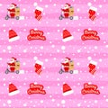 Christmas Cute Santa Claus Scouter hat sock pink Pattern For Wrapping Paper Royalty Free Stock Photo