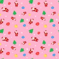 Christmas Cute Santa Claus Tree Lamp Pink Pattern For Wrapping Paper