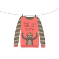 Christmas cute sloth sweater vector hand drawing