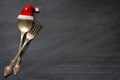 Christmas cutlery on the table abstract food background