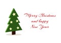 Christmas 3d tree, minimalistic simple Merry Christmas card wishing happy New Year also. Royalty Free Stock Photo