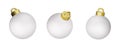 Christmas 3d white balls. Set of Christmas ball. Festive decoration objects. vector illustration