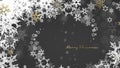 Christmas dark background with golden - white snowflakes Royalty Free Stock Photo