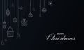 Christmas dark blue background with silver ornaments Royalty Free Stock Photo