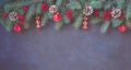 Christmas dark grunge horizontal background, top view Royalty Free Stock Photo