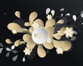 Christmas dark vector background with white and golden snowflakes Royalty Free Stock Photo