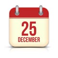 Christmas Day Calendar Icon. 25 December. Vector Royalty Free Stock Photo