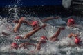 CHRISTMAS DAY HARBOUR SWIM 2015, BARCELONA, Port Vell - 25th December: swimmers race on 200 meters distance