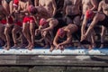 CHRISTMAS DAY HARBOUR SWIM 2015, BARCELONA, Port Vell - 25th December: swimmers start the race