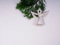 Christmas decor with angel. Vintages background. silhouette of an angel on Christmas eve, modern on a white background Royalty Free Stock Photo