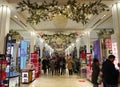 Christmas decor with Believe campaign theme at Macy`s flagship store at Herald Square in New York