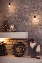 Christmas decor of loft designed room Royalty Free Stock Photo