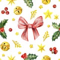 Christmas seamless pattern with holly.