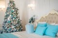 Christmas decorated bedroom interior. Cozy home moment. Concept Happy New Year Royalty Free Stock Photo