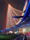 Christmas decorated bridge in Drumul Taberei Park, Bucharest Royalty Free Stock Photo