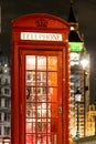 Christmas decorated classic phone bos in Westminster, London Royalty Free Stock Photo