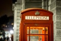 Christmas decorated classic phone box in Westminster, London