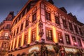 Christmas decorated facade of the Guillaume Tell cafe in Mulhouse