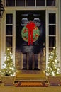 Christmas decorated front door