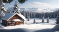 christmas decorated house in winter, house in the snow, christmas decorated house in winter in the forest, christmas scene Royalty Free Stock Photo