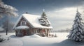 christmas decorated house in winter, house in the snow, christmas decorated house in winter in the forest, christmas scene Royalty Free Stock Photo