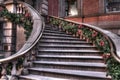 Christmas decorated staircase in Philadelphia