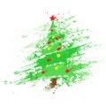 Christmas decorated tree abstract ink splash paint