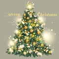 8	Christmas decorated tree with golden and silver baubles, star Royalty Free Stock Photo