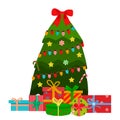 Christmas decorated tree with presents illustration Royalty Free Stock Photo