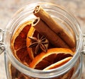 Christmas decorati-Dried oranges placed in the jar