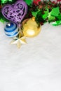 Christmas decoration on abstract background.red ornament, golden Royalty Free Stock Photo