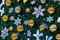 Christmas decoration. Abstract colorful background with Christmas tree. Royalty Free Stock Photo