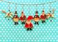 Christmas decoration with antique hand made wooden toys