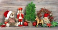 Christmas decoration antique toys teddy bear ornaments Royalty Free Stock Photo