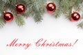 Christmas decoration background with message `Merry Christmas!`