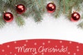Christmas decoration background with message Merry Christmas!