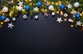 Christmas decoration background over black chalkboard Royalty Free Stock Photo