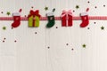 Christmas decoration on a background of white painted rustic boa Royalty Free Stock Photo
