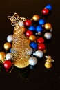 Christmas decoration - balls with angel and tree Royalty Free Stock Photo
