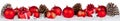 Christmas decoration with balls baubles gift present ornaments banner isolated on white Royalty Free Stock Photo