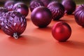 christmas decoration with christmas balls, close up shot,narrow focus, free copy space