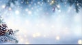 Christmas Decoration Banner - Snowy Pine Cones On Fir Branch Royalty Free Stock Photo