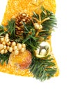 Christmas decoration with bauble, candied fruit
